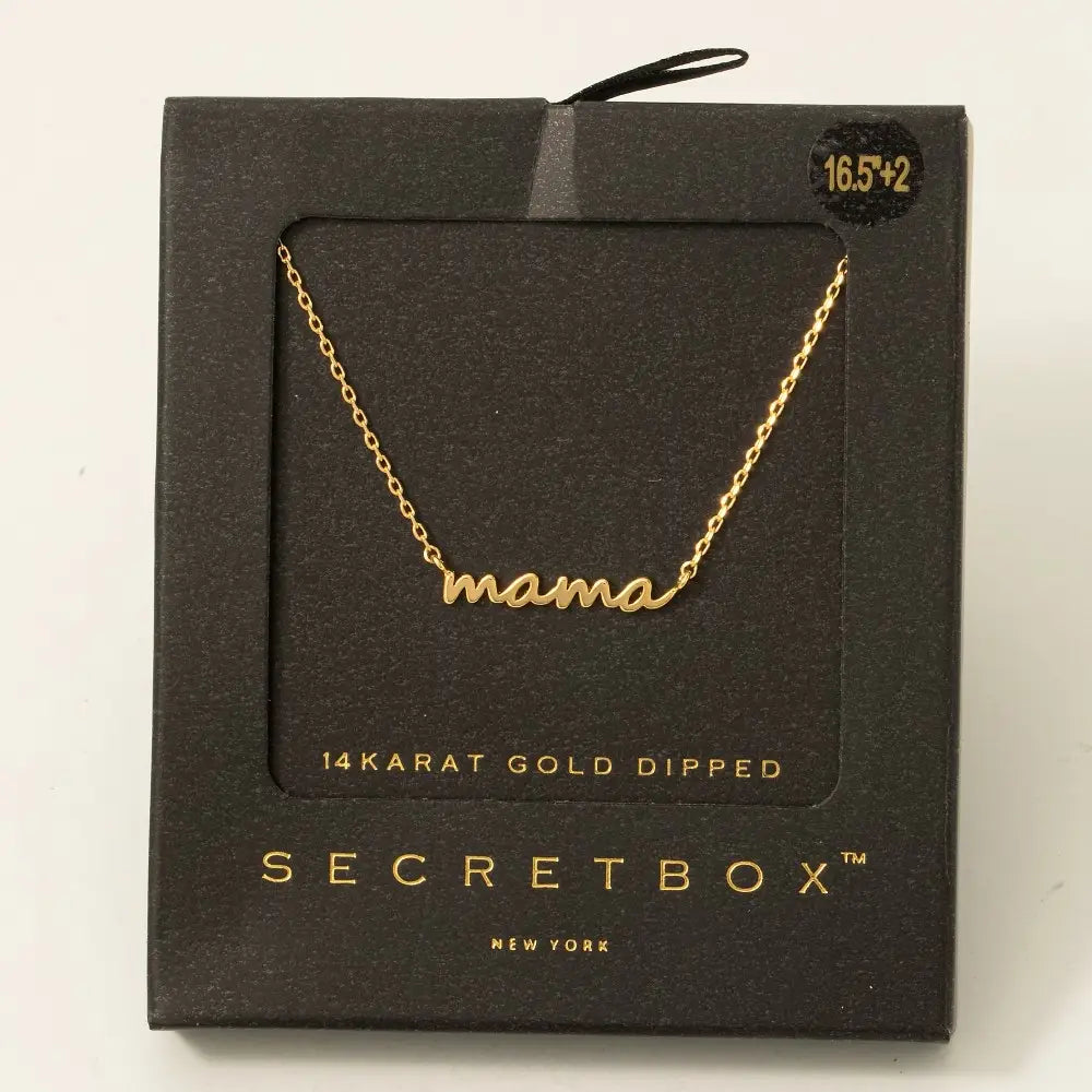Fame Secret Box Dipped Dainty Mama Pendant Necklace - 16.5" + 2"