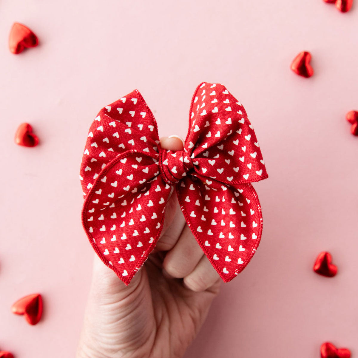 Modern Piggy Seasonal Petite Party Bow - Nylon Headband - Be Mine