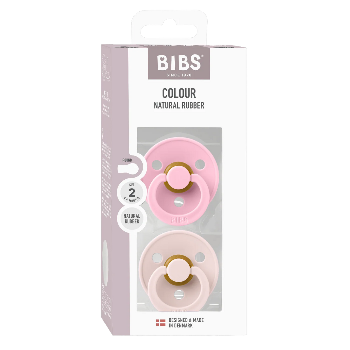 BIBS Pacifier Colour 2 Pack Latex Petal/baby Pink