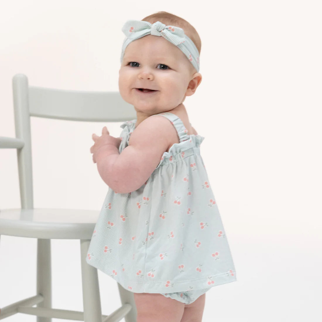 Angel Dear Top With Bows And Ruffle Leg Bloomer - Tiny Cherry Stripe