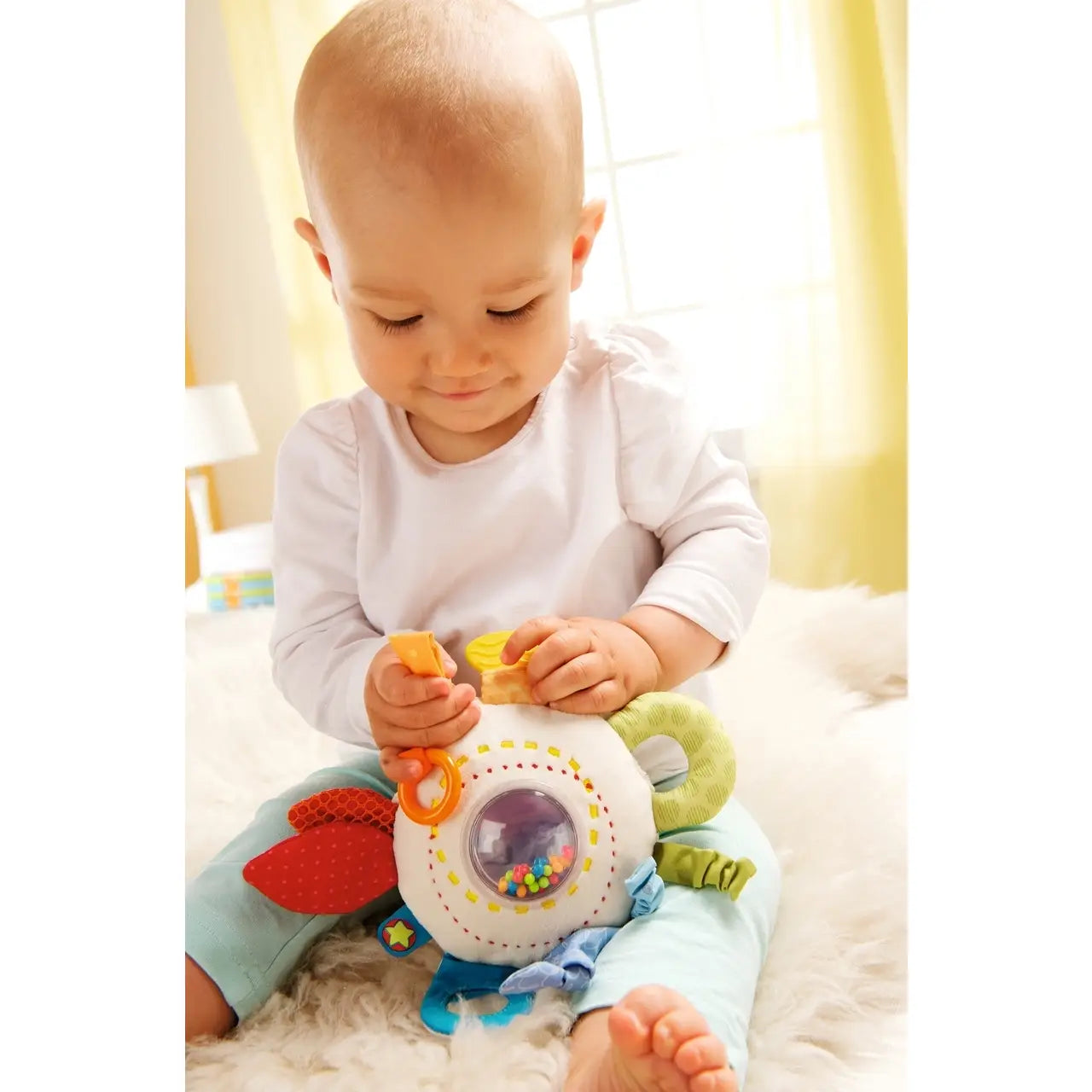 HABA USA Teether Cuddly Rainbow Activity Toy