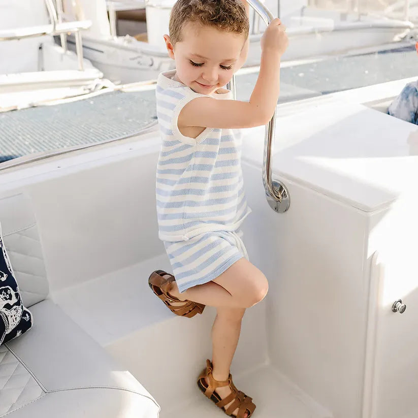 Mebie Baby Blue Stripe Short Tank Set