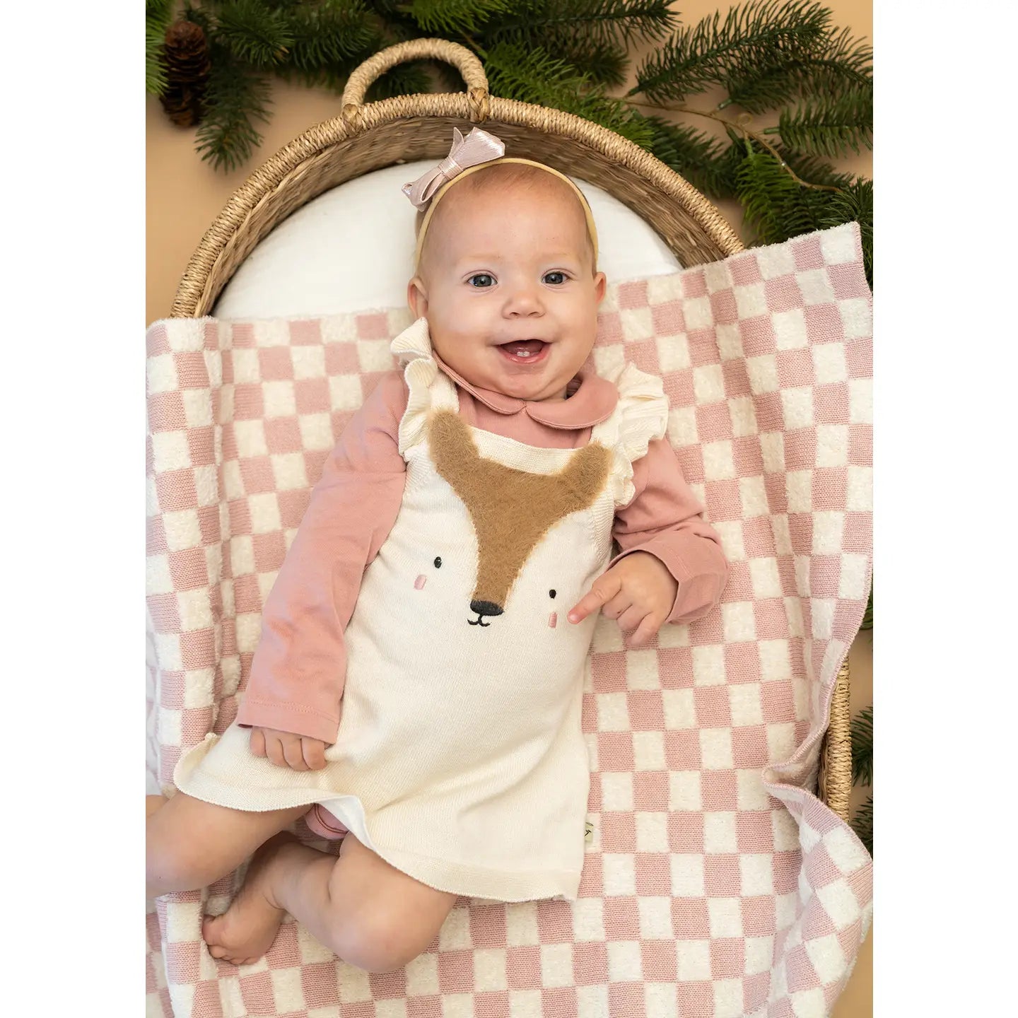 Viverano Organics Checkered - Terry Knit Sweater Knit Baby Blanket