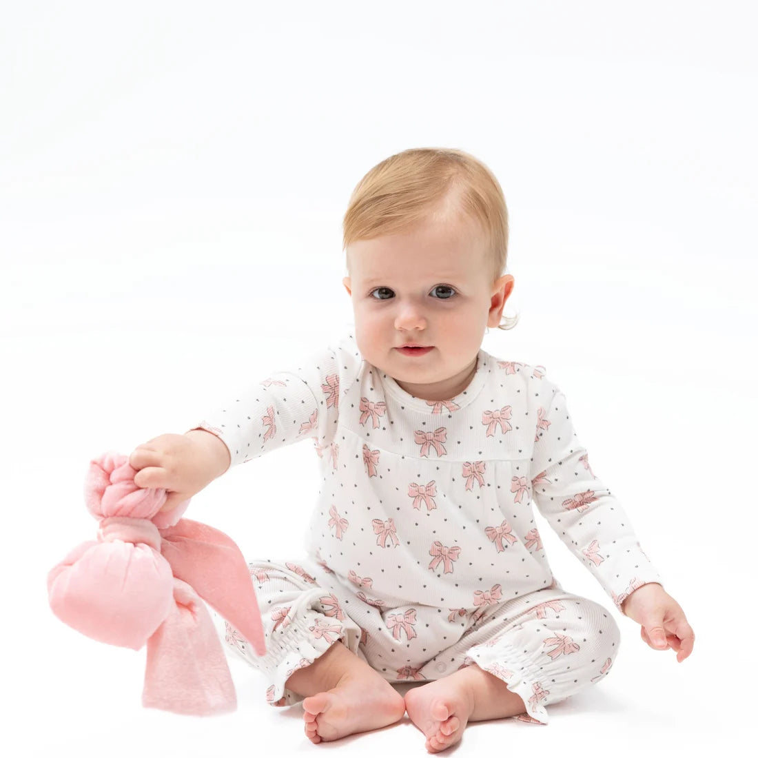 Angel Dear Bows and Hearts - Cuffed Sleeve Romper