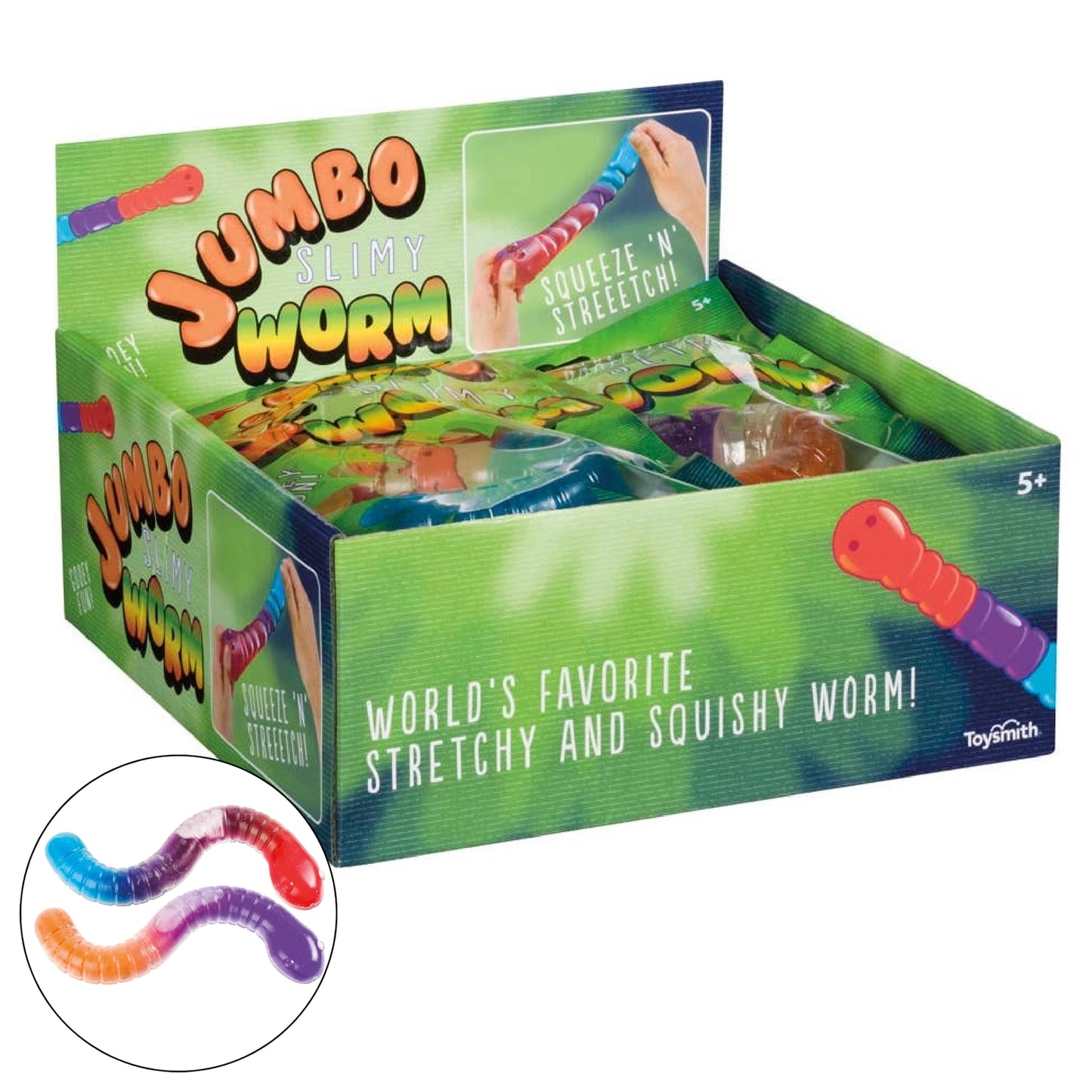 Toysmith Jumbo Slimy Worm Stretchy Squishy Toy