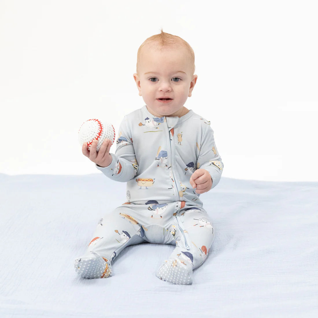 Angel Dear Bamboo 2 Way Zipper Footie - Baseballs Playing Baseball