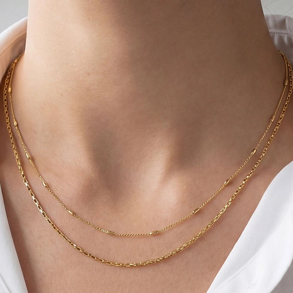 Fame Two Row Layered Chain Necklace