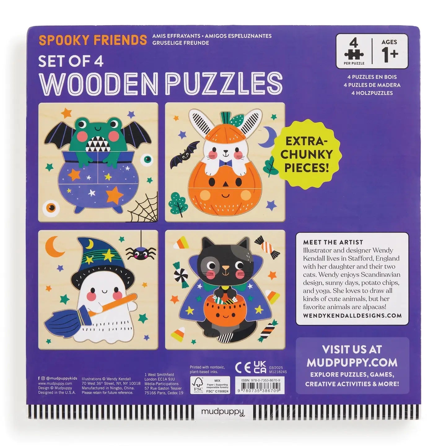 Chronicle Books Spooky Friends Set of 4 Wood Puzzles