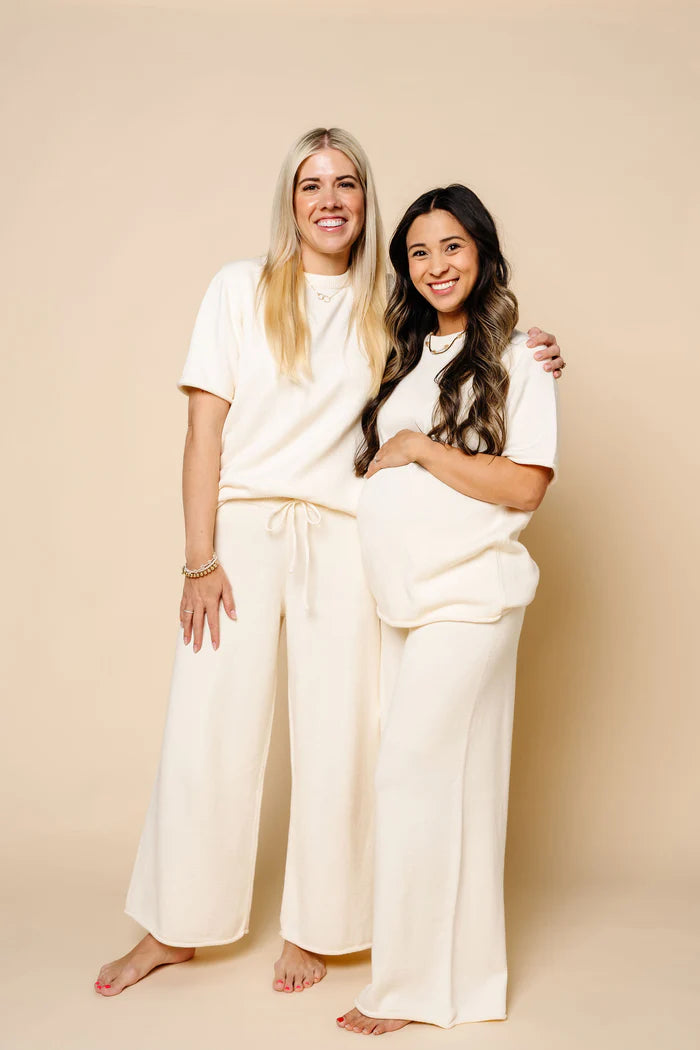 Lou Lou and Company Knit Women's Wide Leg Pant - Ivory