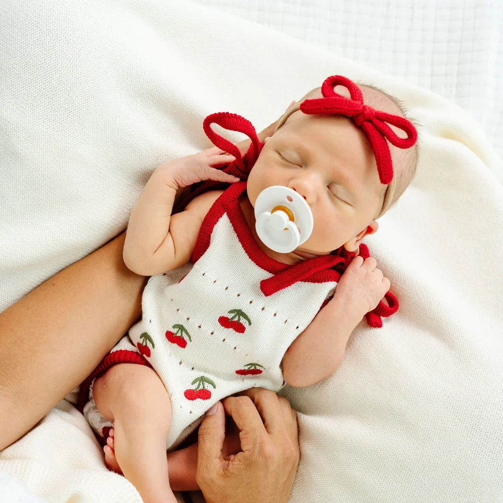 Lou Lou and Company Sweater Bow - Red Knit Headband - Small