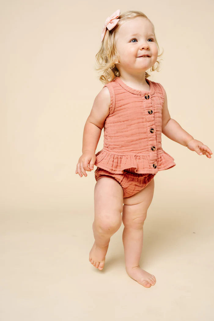Lou Lou and Company Ruffle Tank + Bloomer Set - Rose