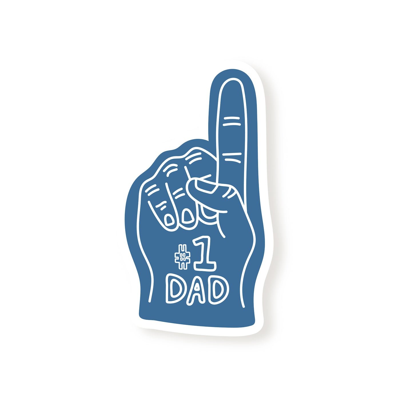 The Baby Cubby # 1 Dad Foam Finger Sticker - Blue / White
