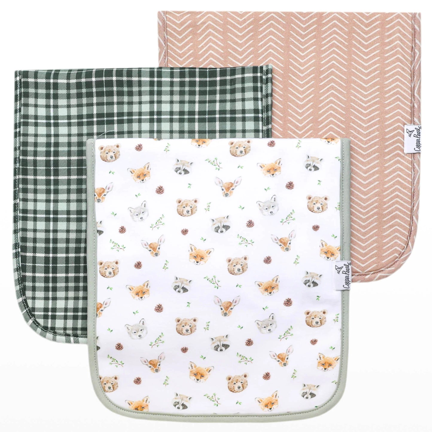 Copper Pearl 3-Pack Burp Cloth Set