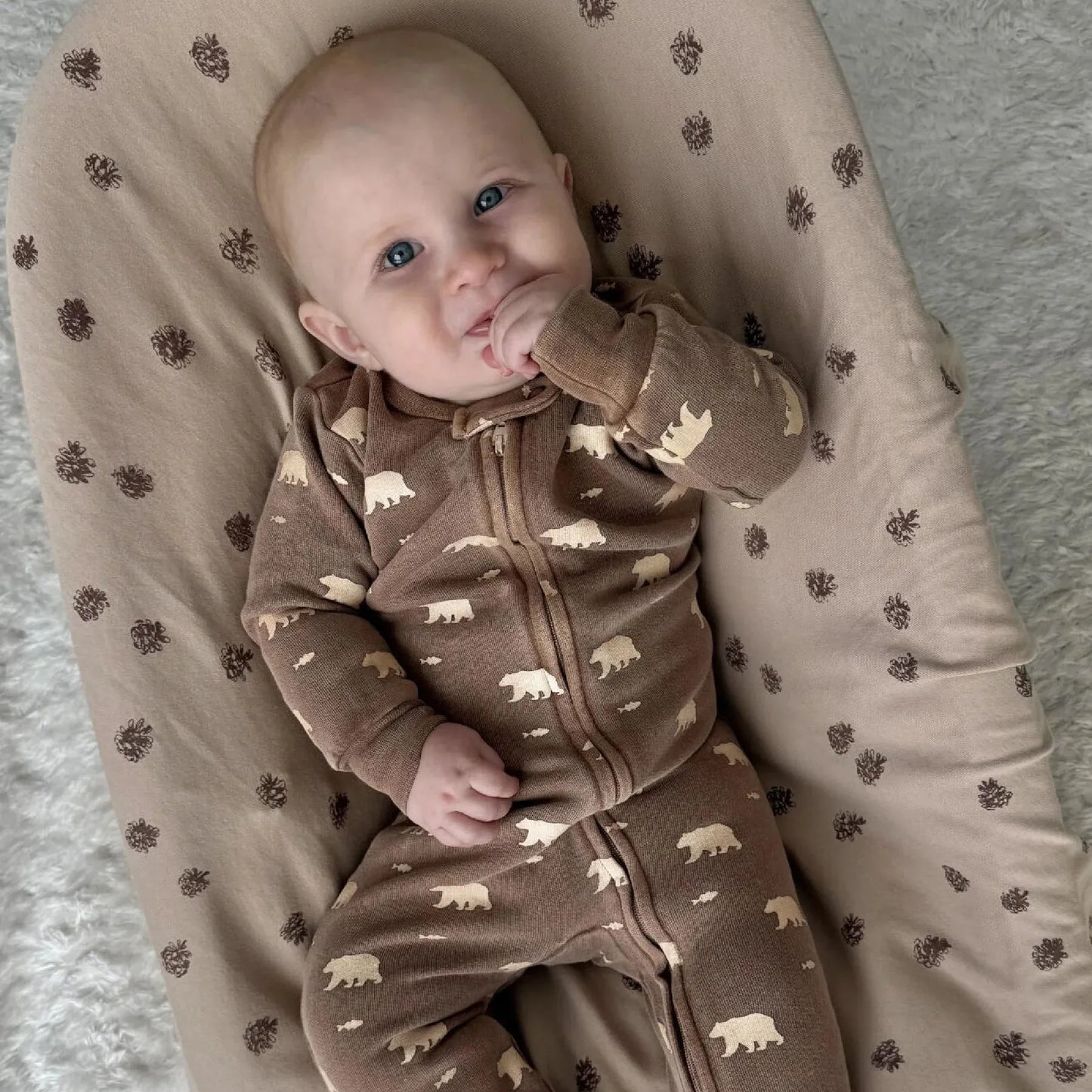 Lovedbaby Organic Cozy Zipper Footie - Latte Bear