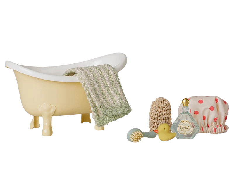 Maileg Bathtub Set, Mouse - Yellow