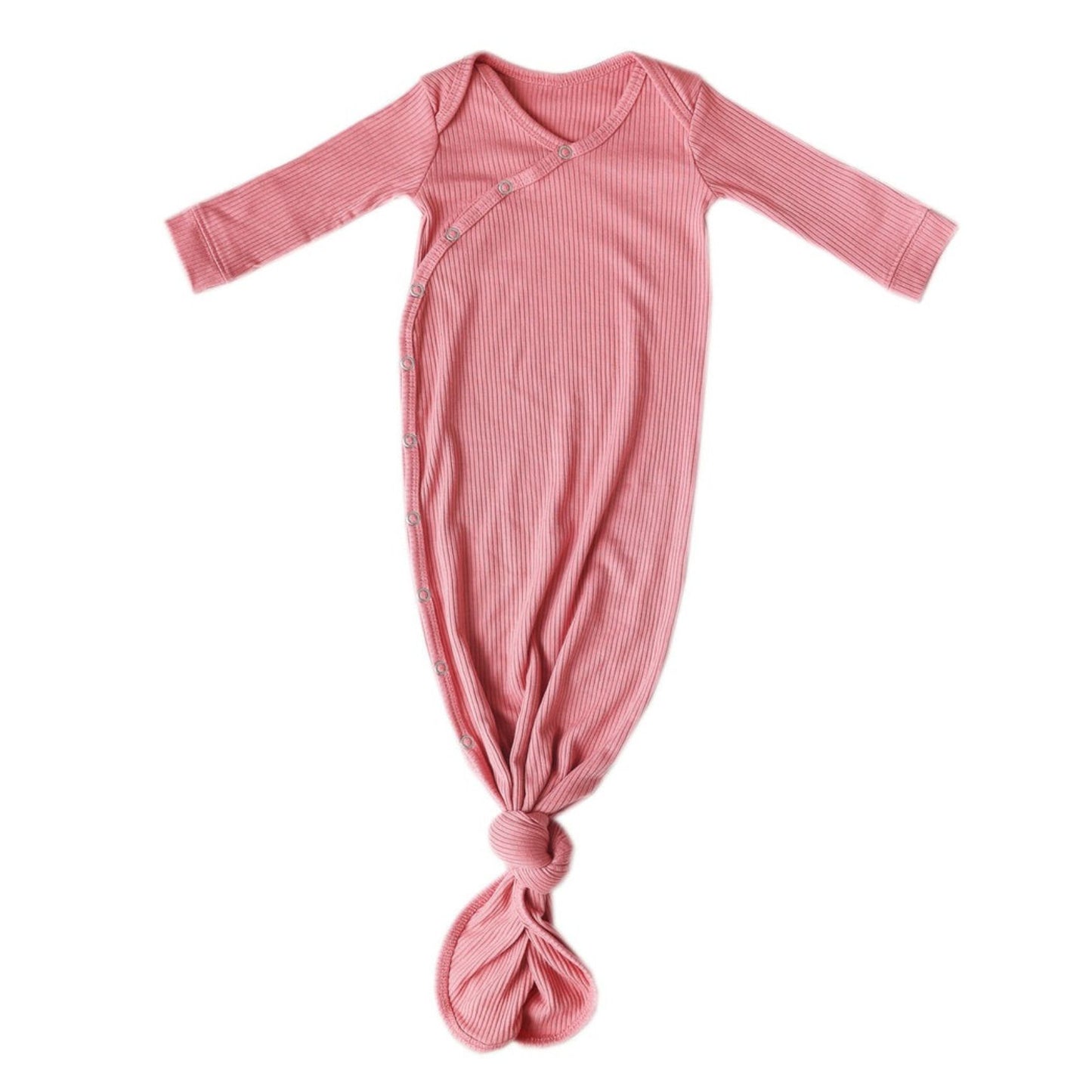 Copper Pearl Rib Knit Newborn Knotted Gown - Rosewood