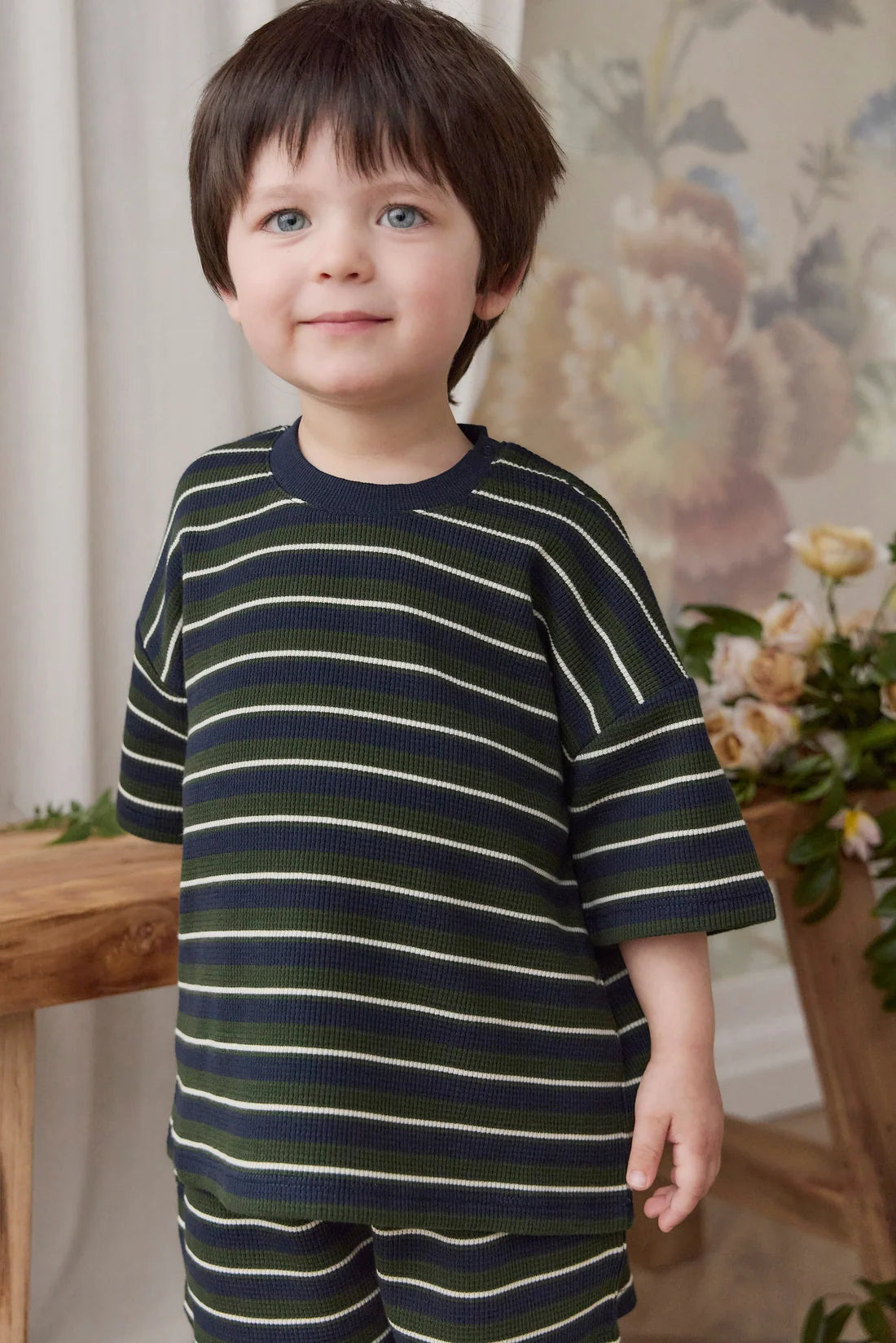Jamie Kay Organic Cotton Waffle Leith Tee - Maritime Grandeur Stripe