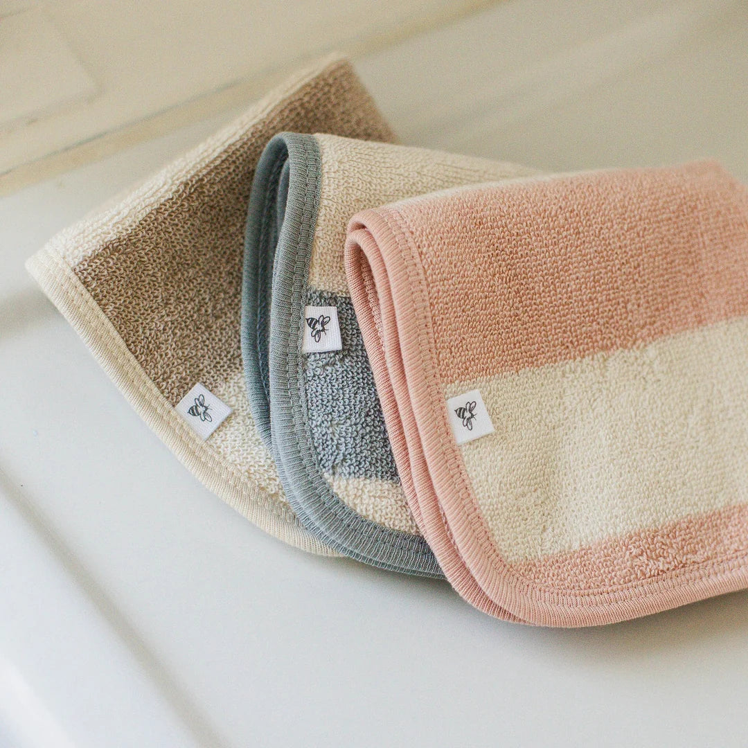 Burts Bees Organic Cotton Rugby Stripe Woven Terry Towel & Washcloth Set - Oat