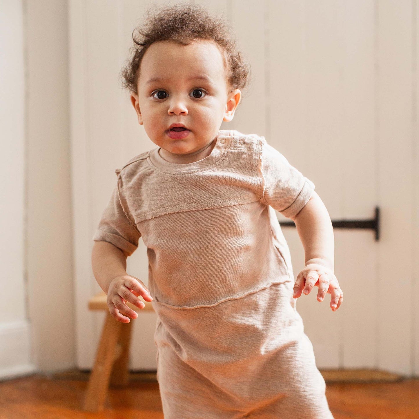 Burt's Bees Chunky Slub Infant Boy Jumpsuit - Soft Mocha