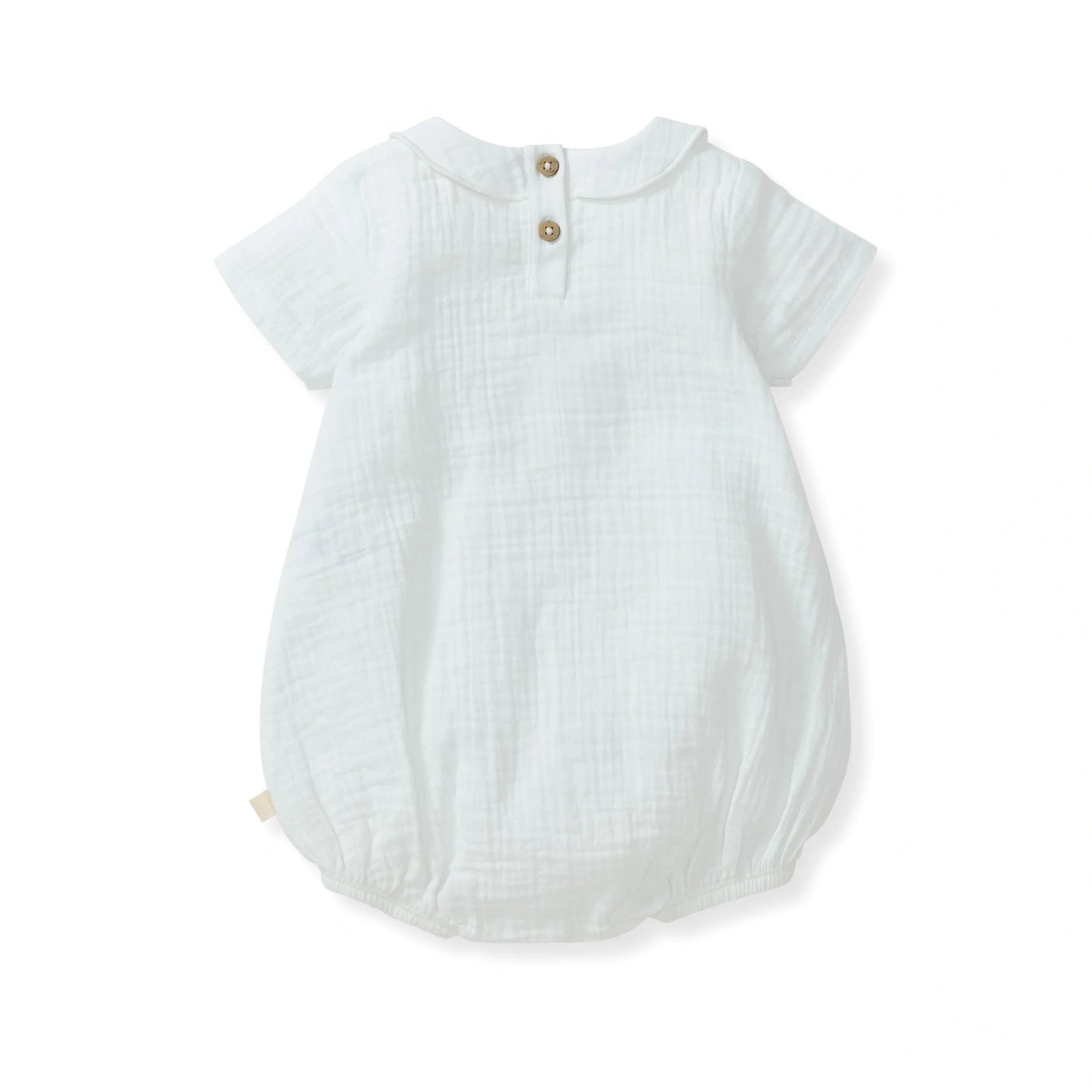 Burts Bees Baby Boy Muslin Collar Bubble Romper