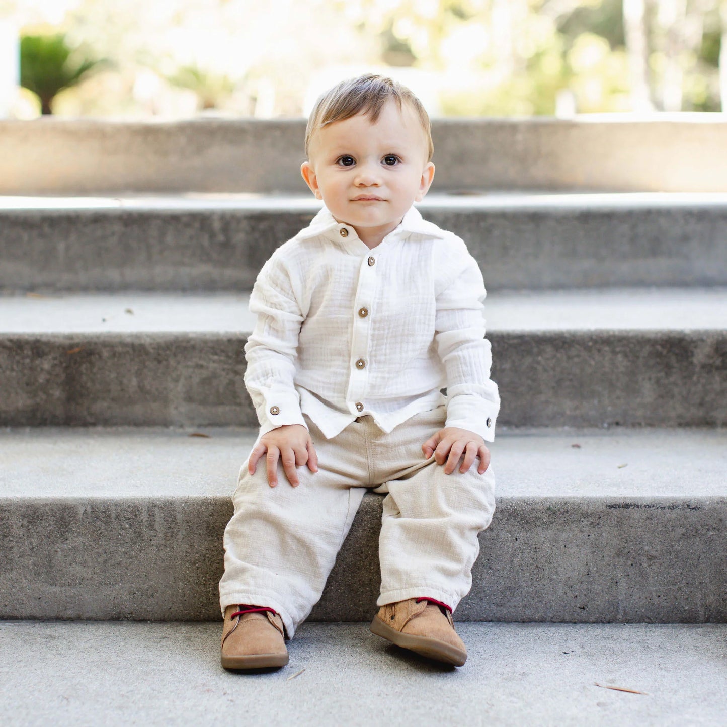 Burts Bees Button Down Boy Shirt & Pants Set