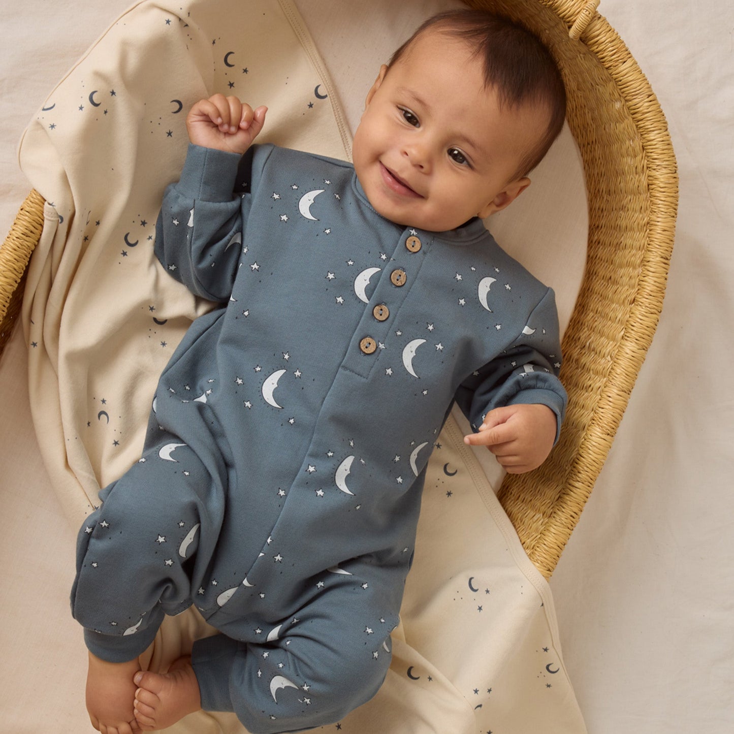 Quincy Mae Relaxed Fleece Jumpsuit - Silver Moons
