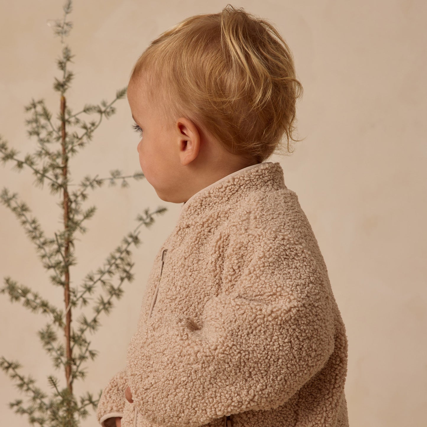 Quincy Mae Shearling Zip Jacket - Oat