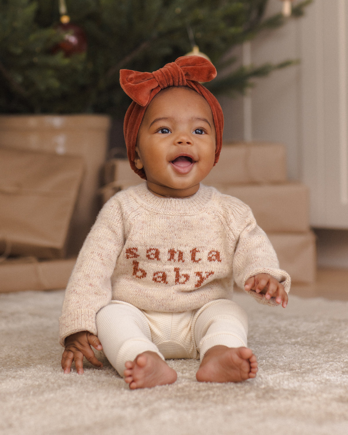 Quincy Mae Velour Bow Headband - Redwood