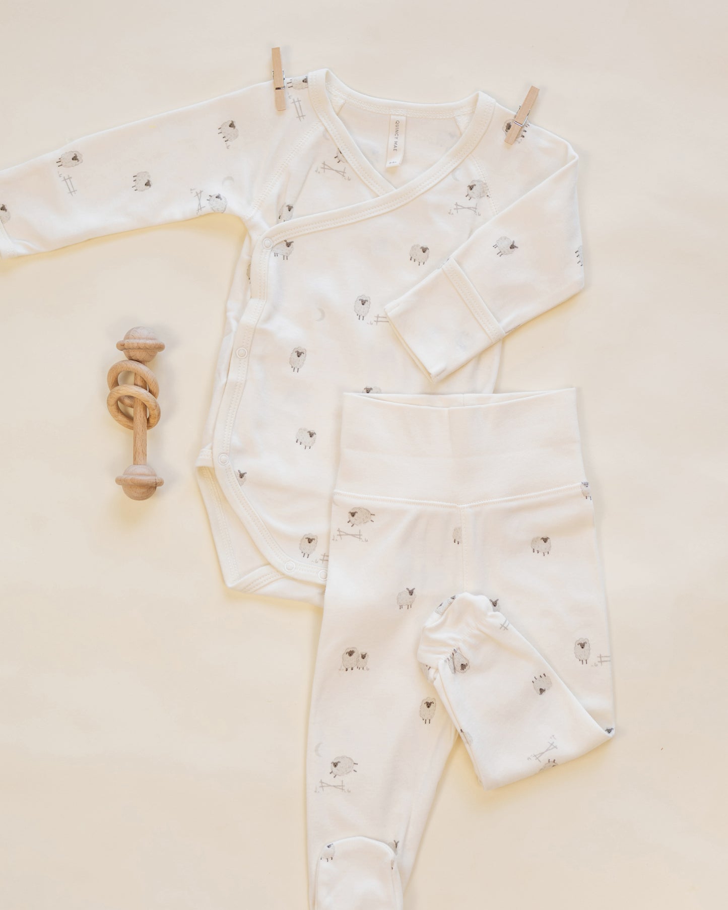 Quincy Mae Side Snap Bodysuit + Pant Set - Sheep