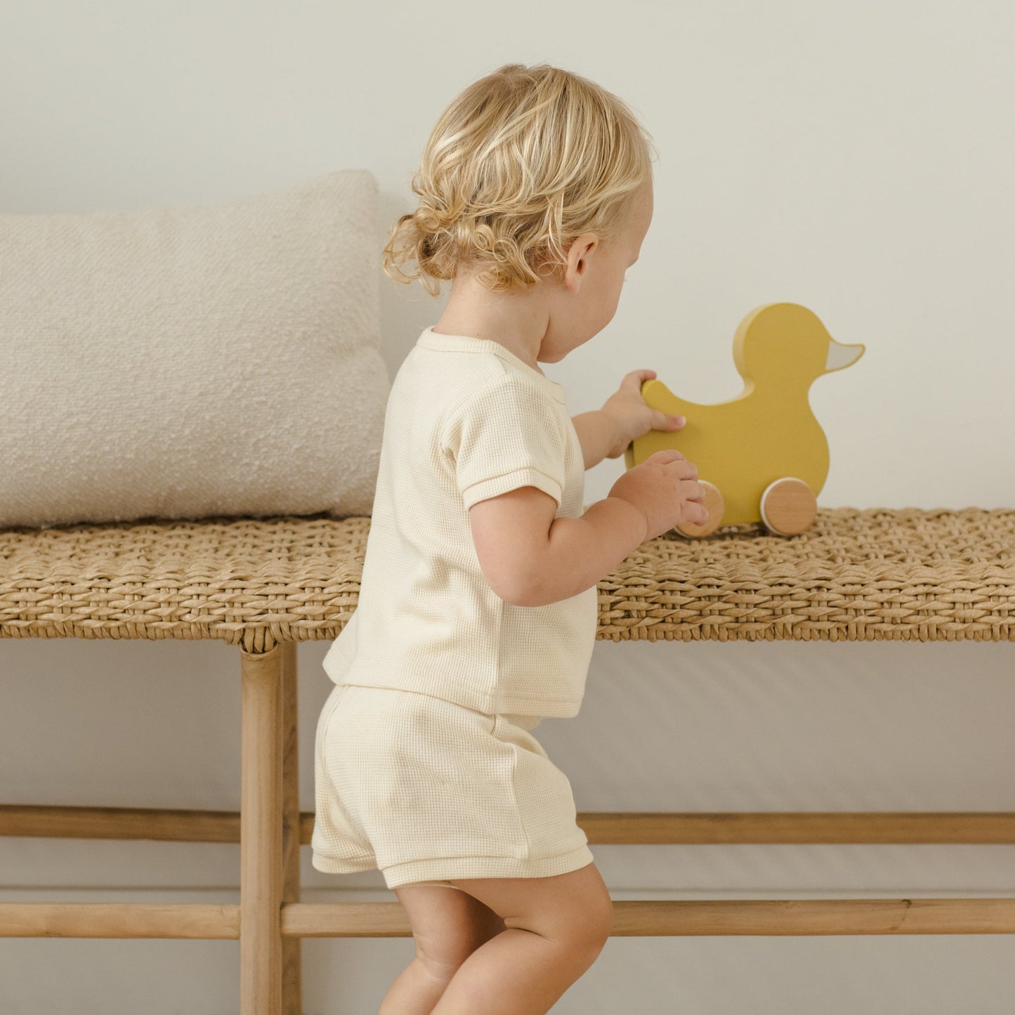 Quincy Mae Waffle Shortie Set - Natural