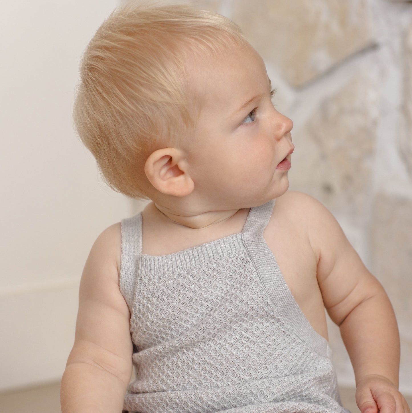 Quincy Mae Caleb Knit Shortall - Heathered Sky