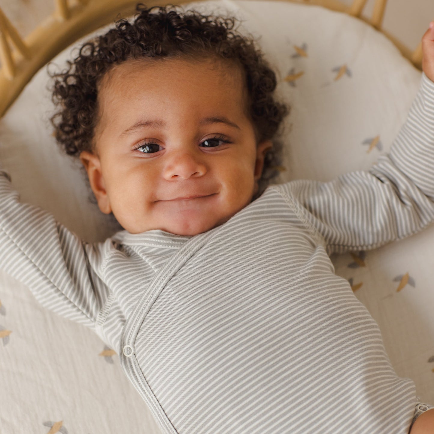 Quincy Mae Side Snap Bodysuit - Sage Micro Stripe