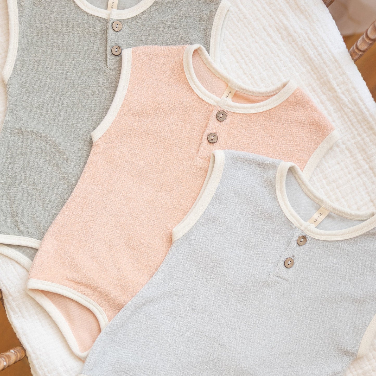 Quincy Mae Terry Cloth Romper - Sky