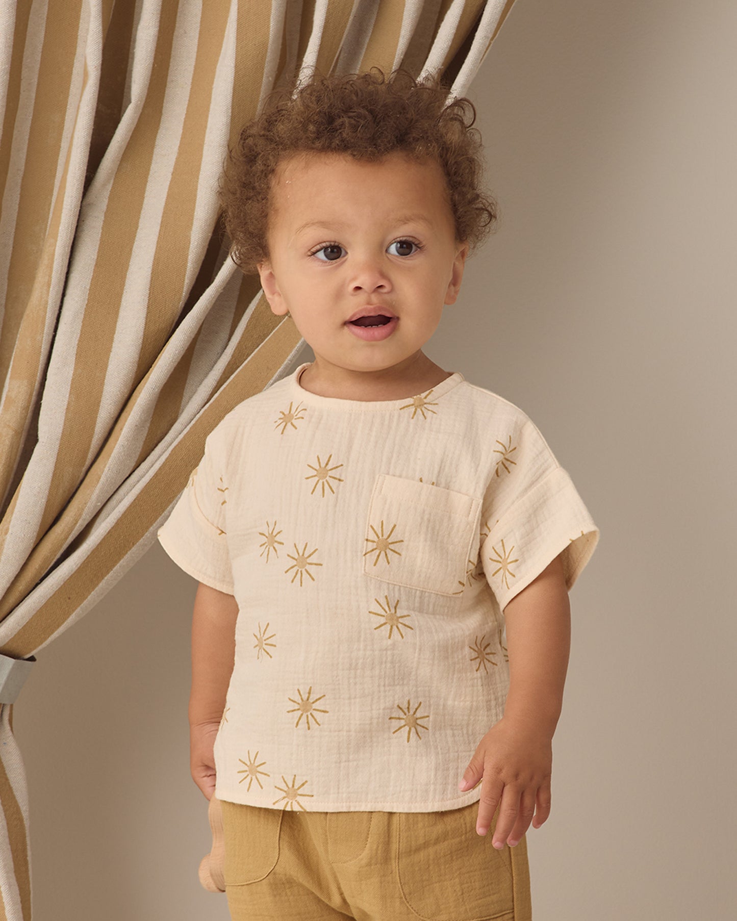 Quincy Mae Woven Boxy Top - Sunburst