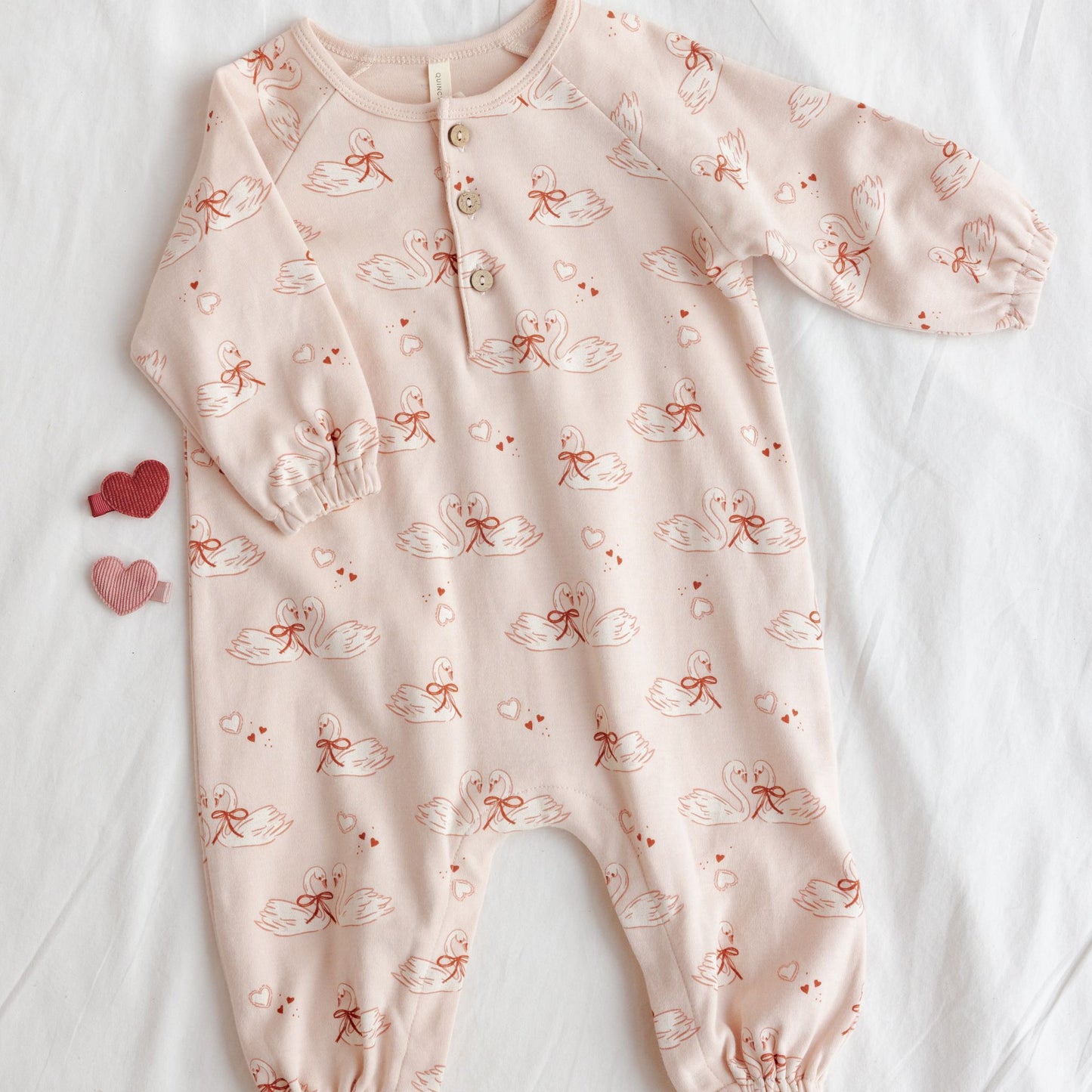 Quincy Mae Henley Bubble Jumpsuit - Swans