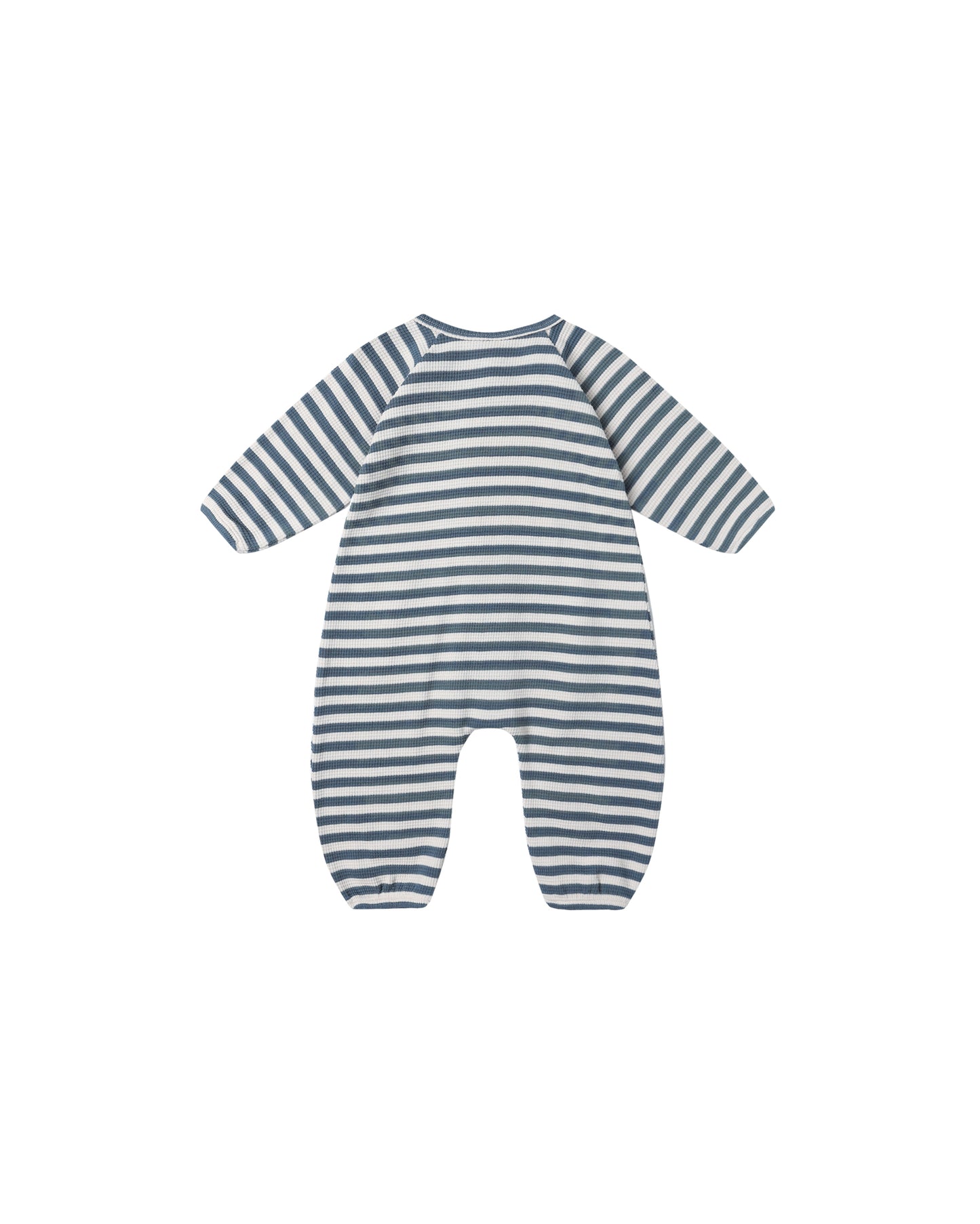 Quincy Mae Waffle Long Sleeve Jumpsuit - Ocean Stripe