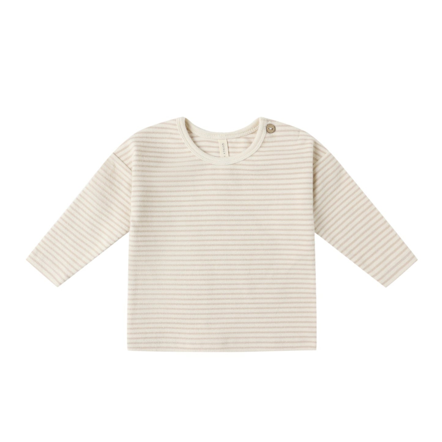 Quincy Mae Long Sleeve Tee - Oat Micro Stripe