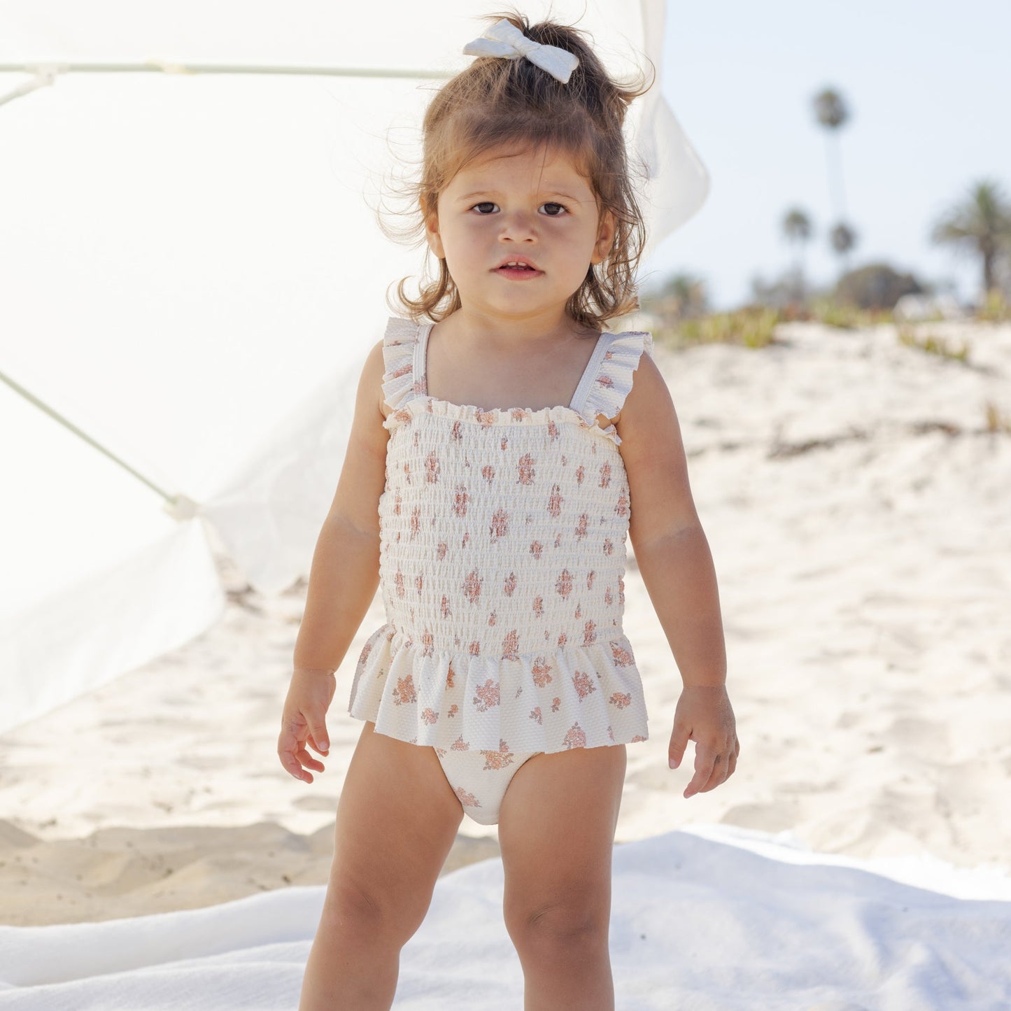 Quincy Mae Smocked One-Piece Swimsuit - Garden Rose