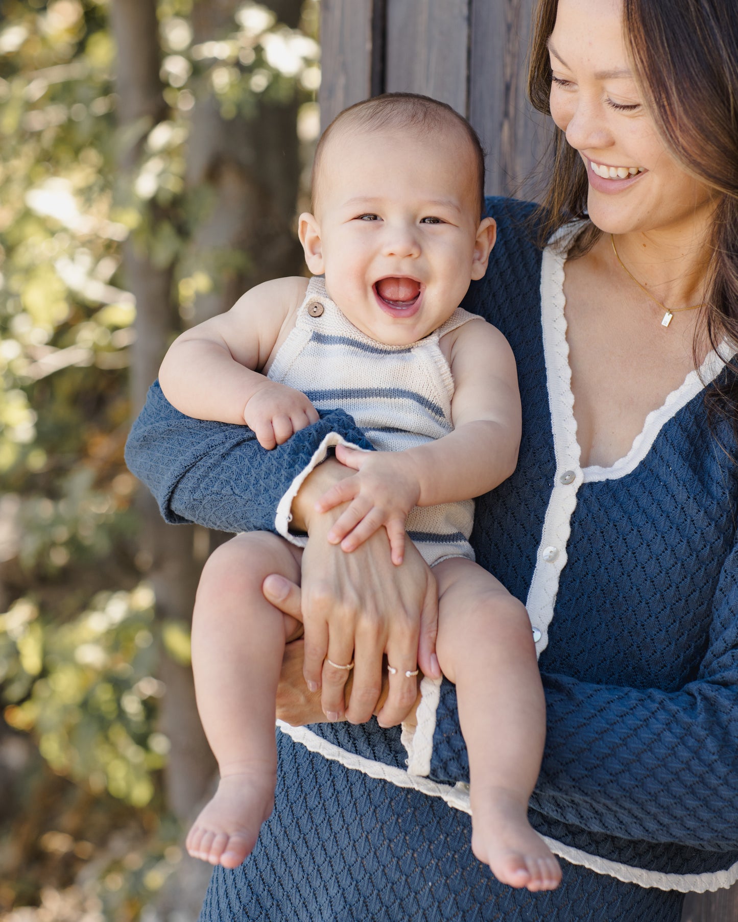 Quincy Mae Tatum Romper - Ocean Stripe