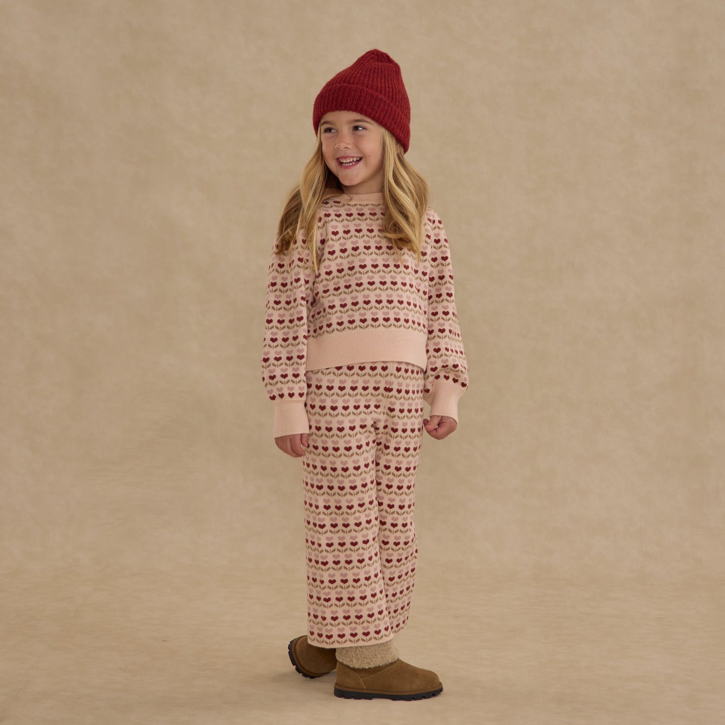 Rylee and Cru Jacquard Knit Set - Ruby Hearts