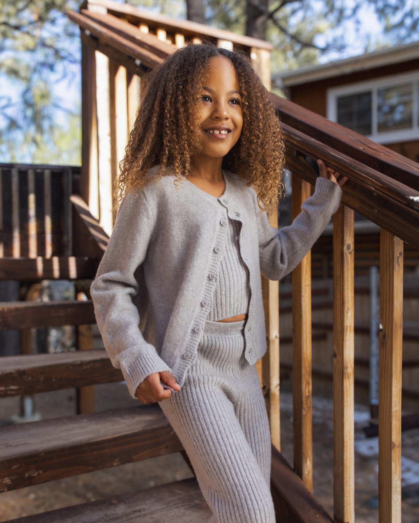 Rylee and Cru Fuzzy Knit - Lounge Set Dusty Blue