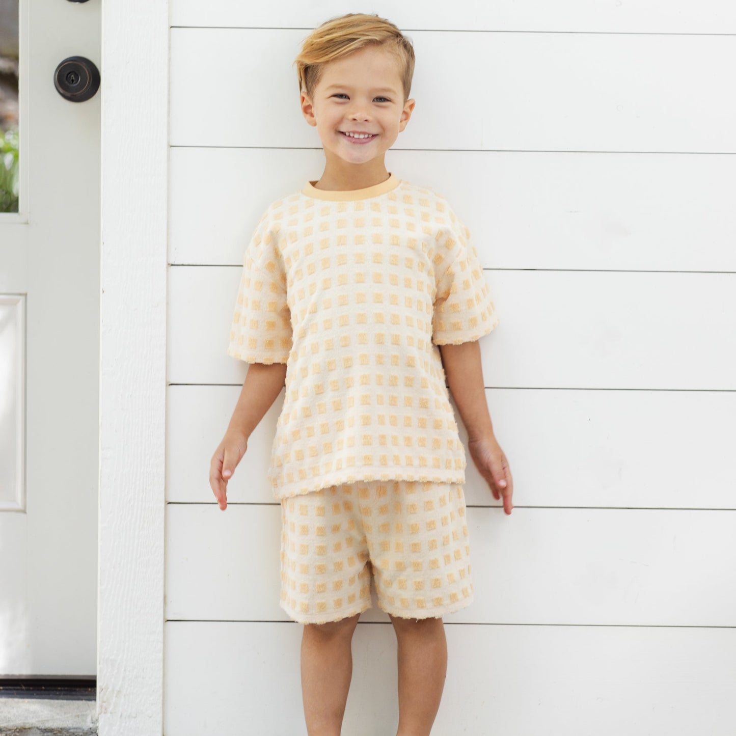 Rylee and Cru Relaxed Tee - Butterscotch Grid