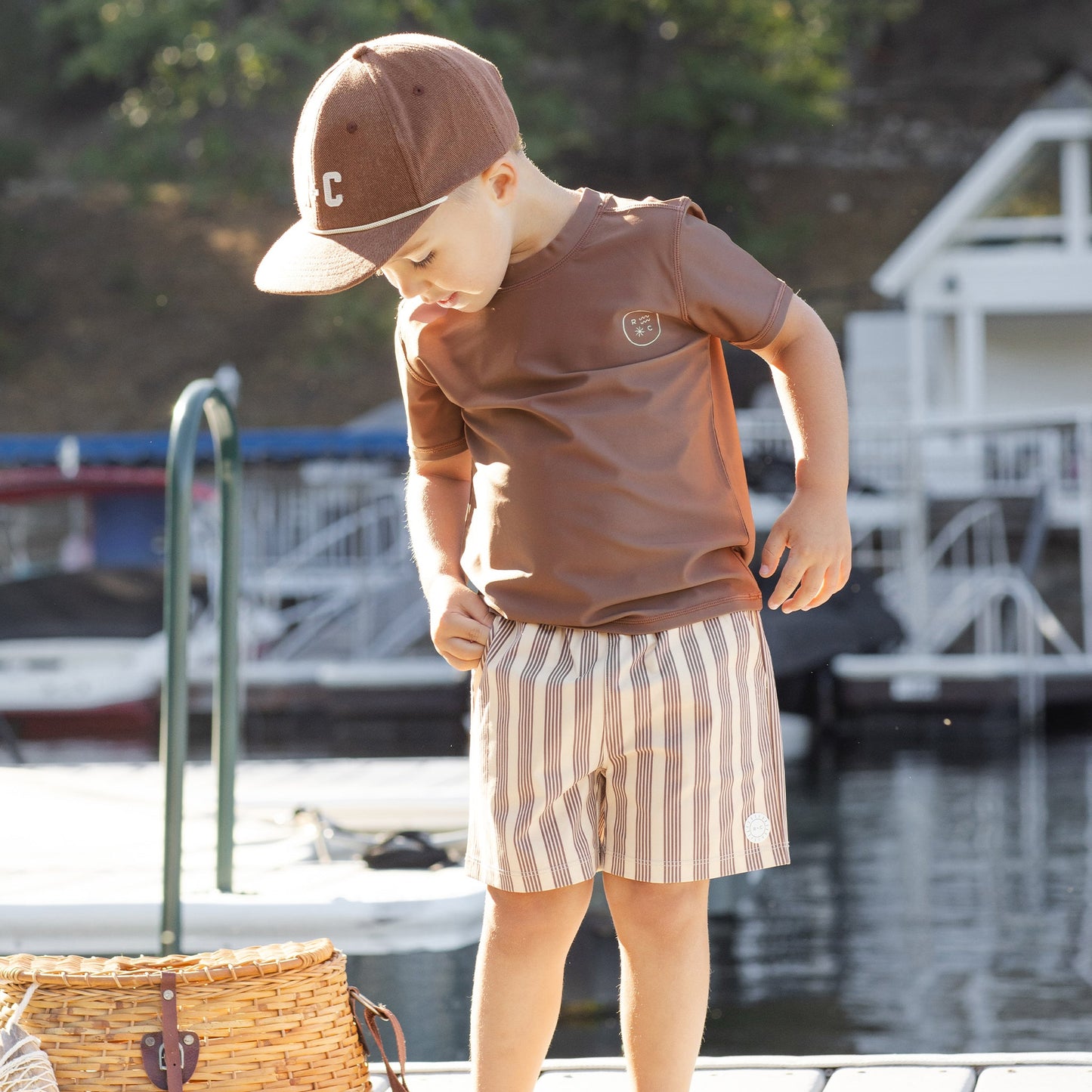 Rylee and Cru Boardshort - Brown Butterscotch Stripe