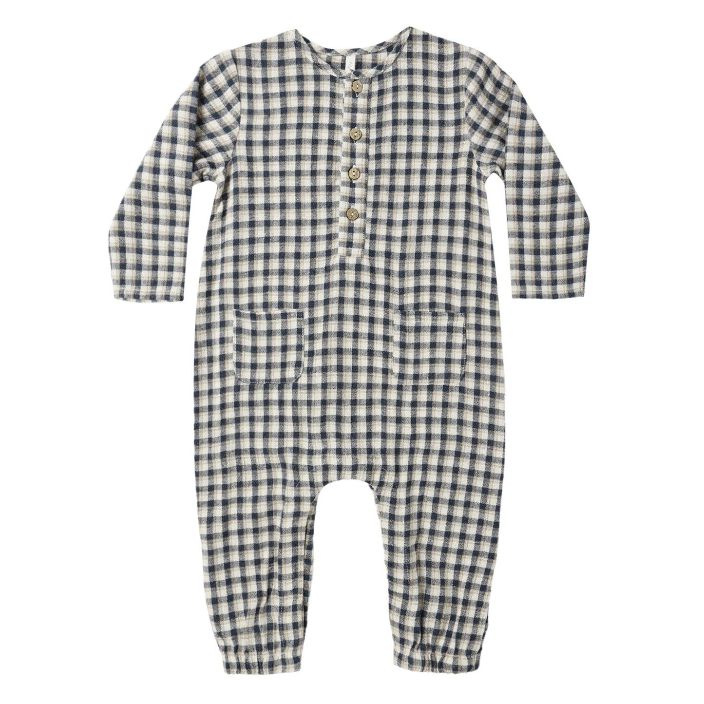 Rylee and Cru Long Sleeve Woven Jumpsuit - Navy Check