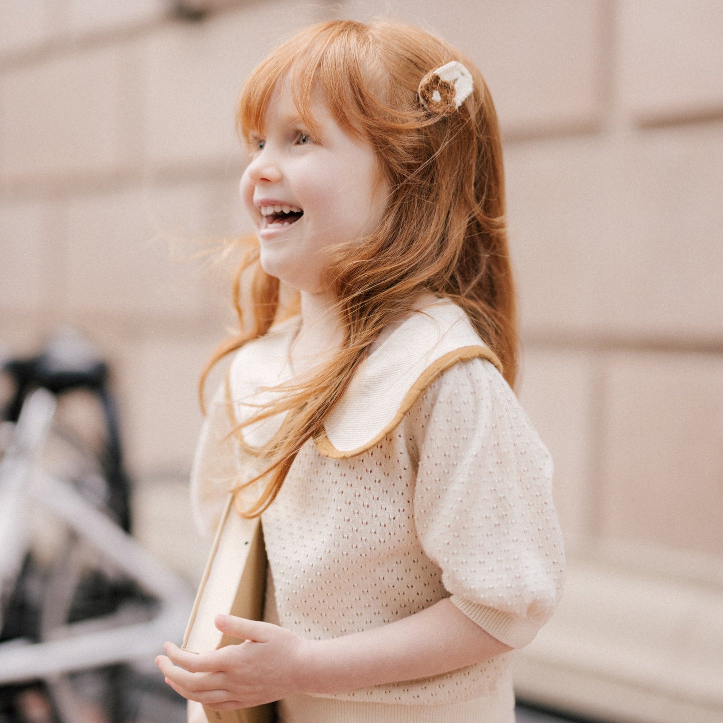 Rylee and Cru Pointelle Collared Top - Natural