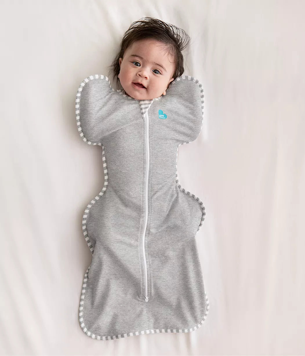 Baby wearing Love to Dream Swaddle Up Original Swaddler - Gray