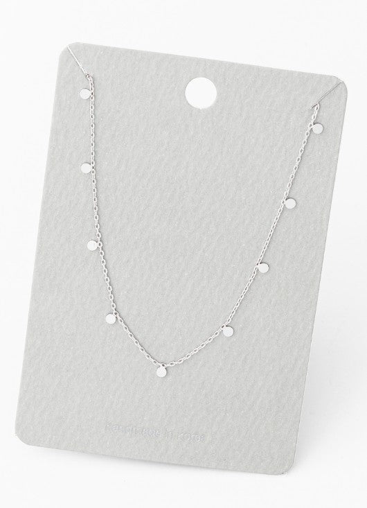 Fame Mini Disc Drop Necklace - 16"+ 2" - Silver