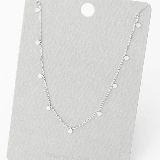 Fame Mini Disc Drop Necklace - 16"+ 2" - Silver