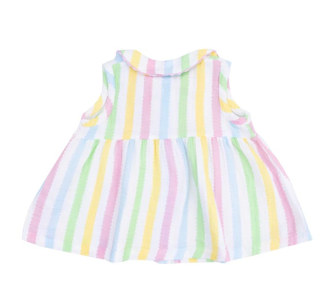 Angel Dear The Jill- Peter Pan Button Front Dress W/ Ric Rac Trim And Dc - Ric Rac Stripe
