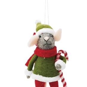Creative Co-op Handmade Wool Felt Mouse Ornament